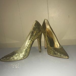 Gold sequin heel